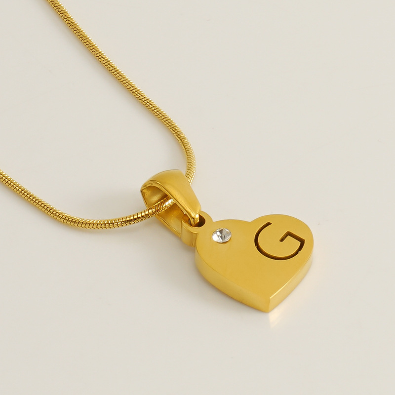 Gold / 1 Piece Simple Series Simple Letter G Stainless Steel 18K Gold Plated Rhinestone Unisex Pendant Necklaces Picture7